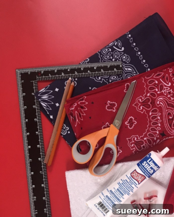 How to Make Bandana Pillows: Sew and No-Sew Options 4 DIY Bandana Pillow Supplies - What You Need to Make a Bandana Pillow