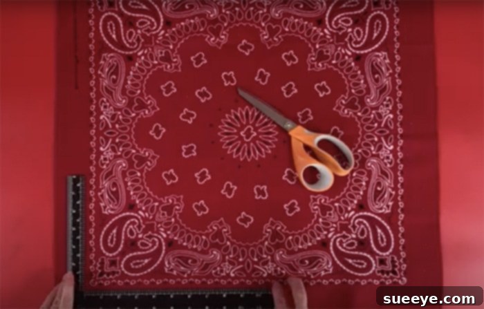 How to Make Bandana Pillows: Sew and No-Sew Options 7 Pressing Seam Lines on Bandana Fabric