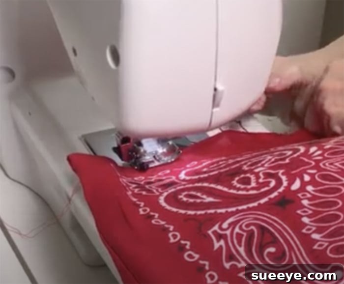 How to Make Bandana Pillows: Sew and No-Sew Options 9 Sewing Bandana Pillow Edges