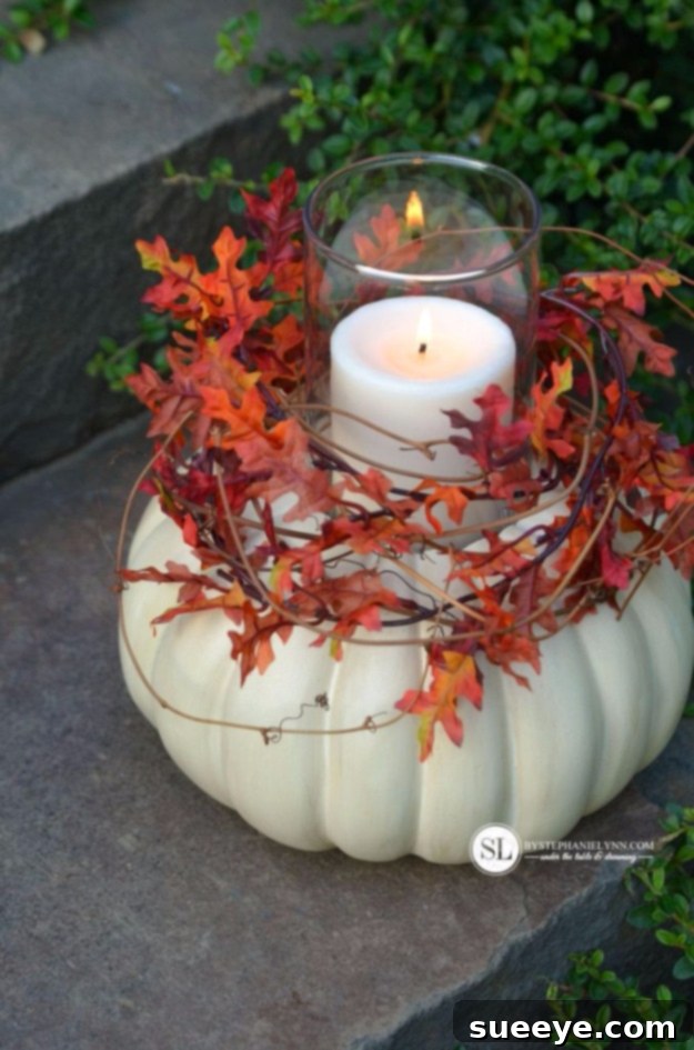 Craft pumpkins creatively repurposed as elegant candle holders for fall