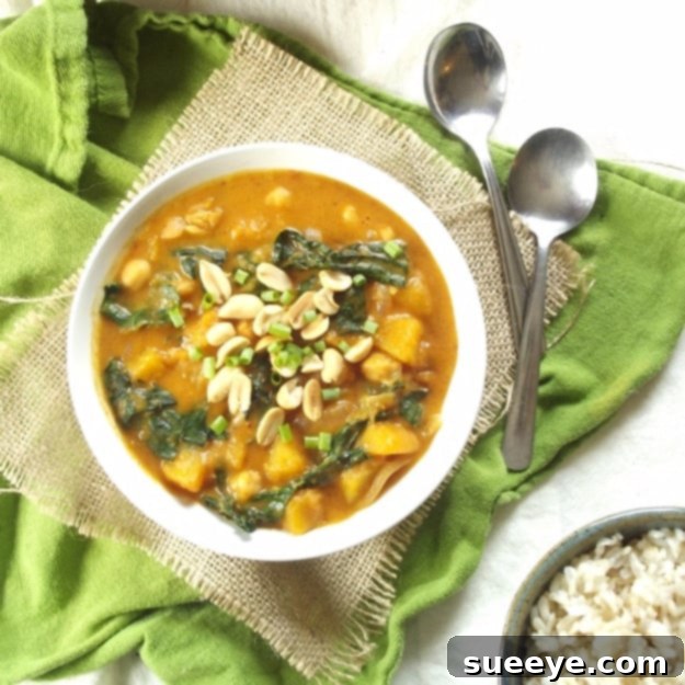 Butternut Squash Kale and Chickpea Massaman Curry - Vegan Dinner Rich and flavorful Butternut Squash, Kale, and Chickpea Massaman Curry, a warming vegan fall curry.