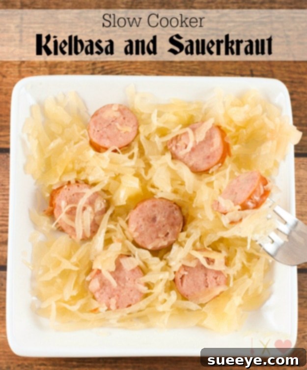 Slow Cooker Kielbasa and Sauerkraut - Easy Dinner Effortless Slow Cooker Kielbasa and Sauerkraut, a comforting and tangy one-pot meal for fall.