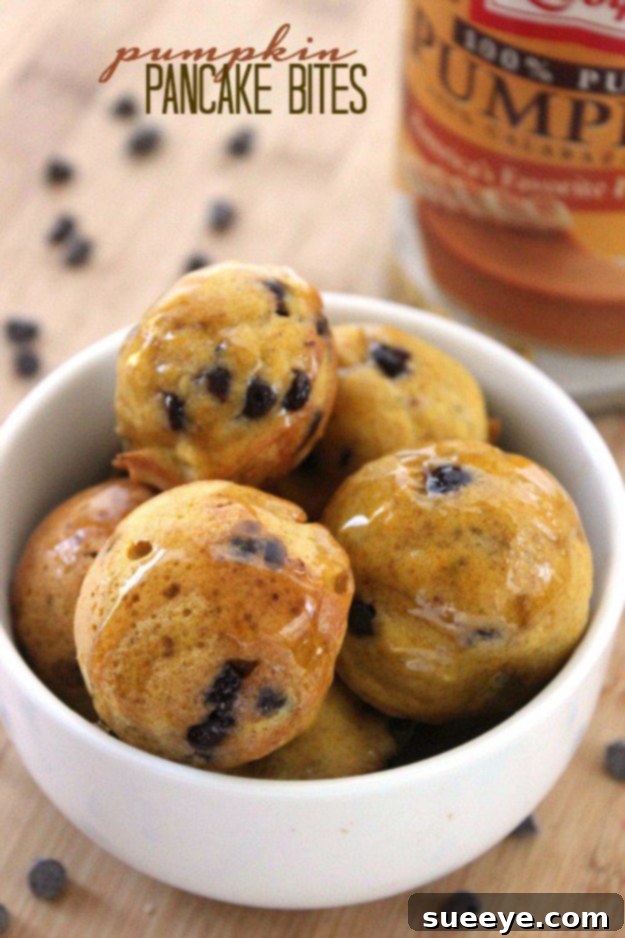 Pumpkin Pancake Bites - Easy Breakfast Cute and fluffy Pumpkin Pancake Bites, a fun and delicious fall breakfast or brunch idea.