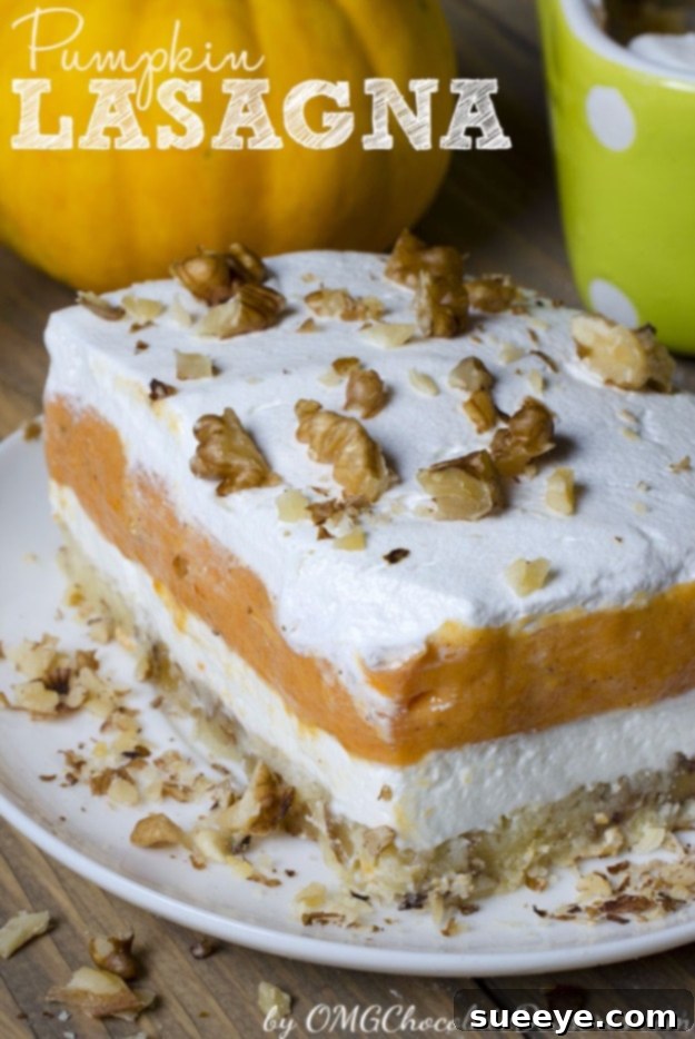 Pumpkin Lasagna - Layered Fall Dessert Decadent Pumpkin Lasagna dessert with creamy layers, a rich and sweet no-bake fall treat.