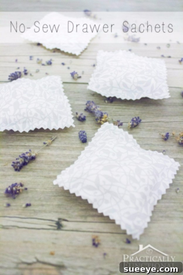 Quickly create DIY no-sew drawer sachets for a fragrant and practical gift. Easy DIY No-Sew Drawer Sachets for Freshness