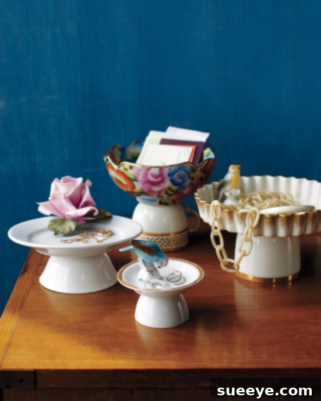 Craft versatile pedestal dishes to elevate jewelry, desserts, or small items. Elegant DIY Pedestal Dishes for Display