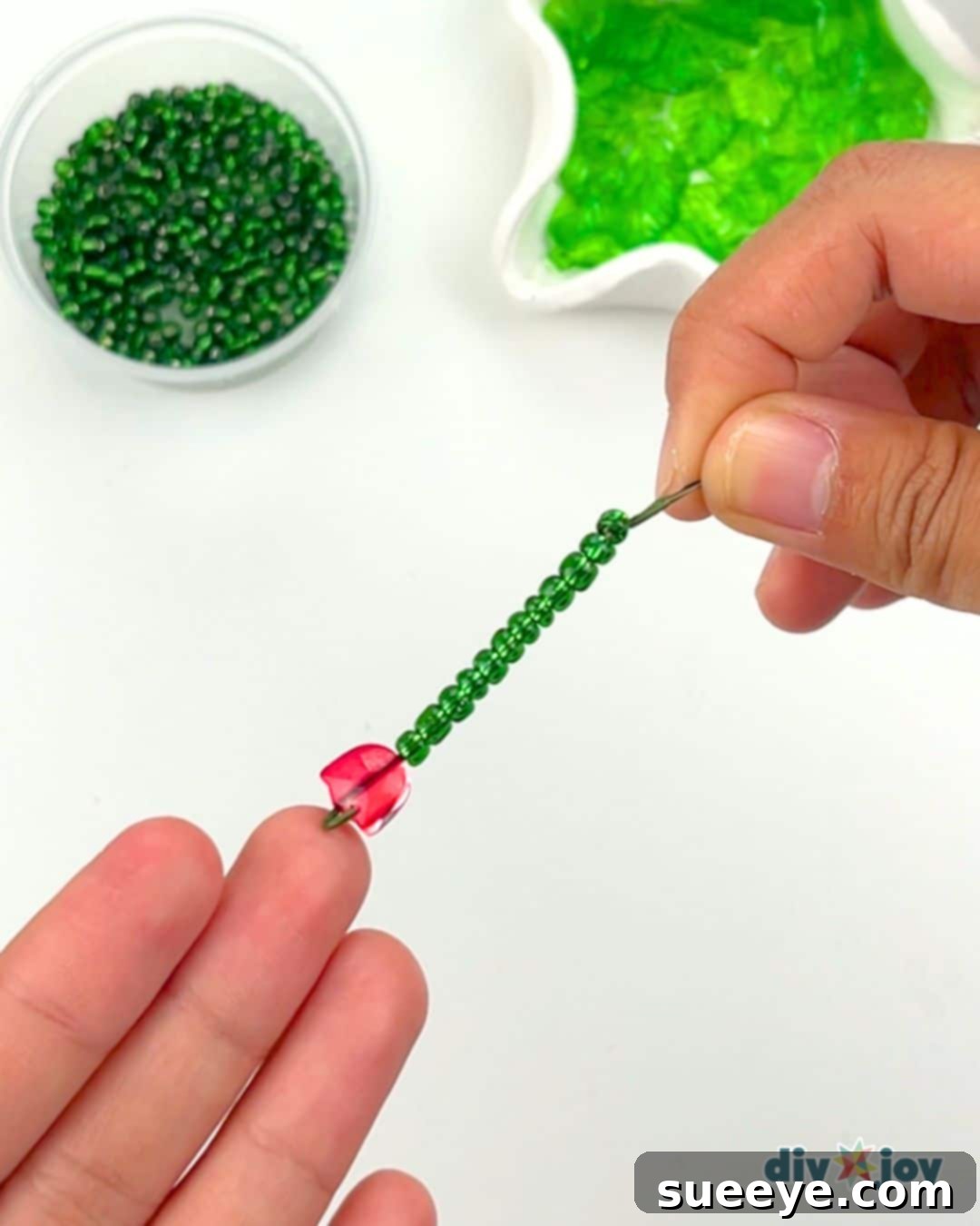 Crafting Exquisite Beaded Plants 6 Making small beaded flower or fruit stems for the office plant