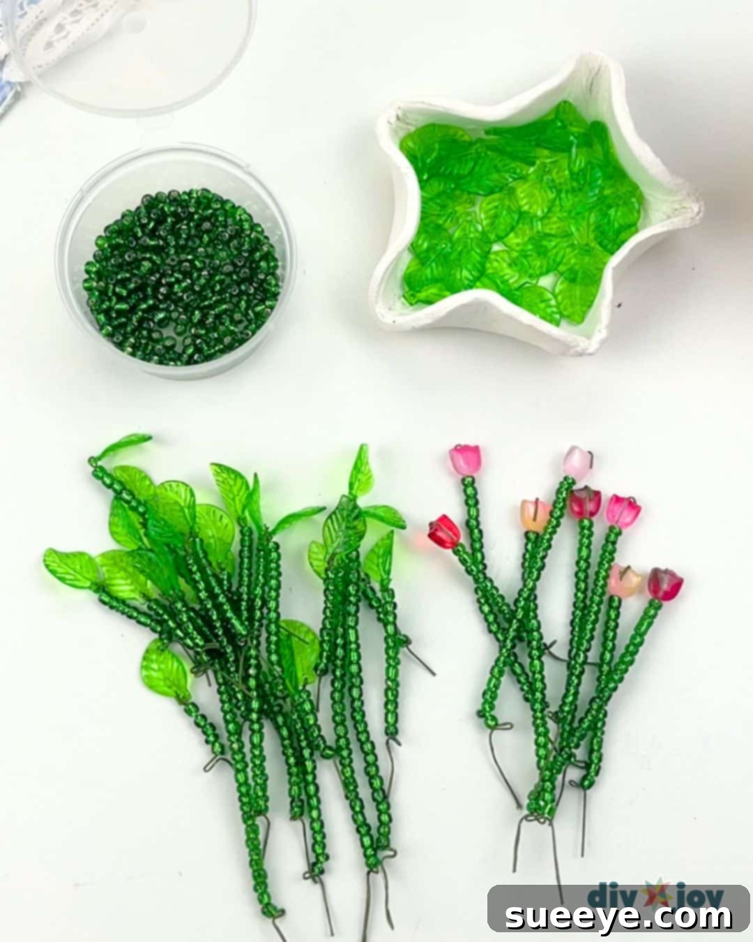 Crafting Exquisite Beaded Plants 7 Creating varied lengths of beaded stems for a dynamic plant arrangement