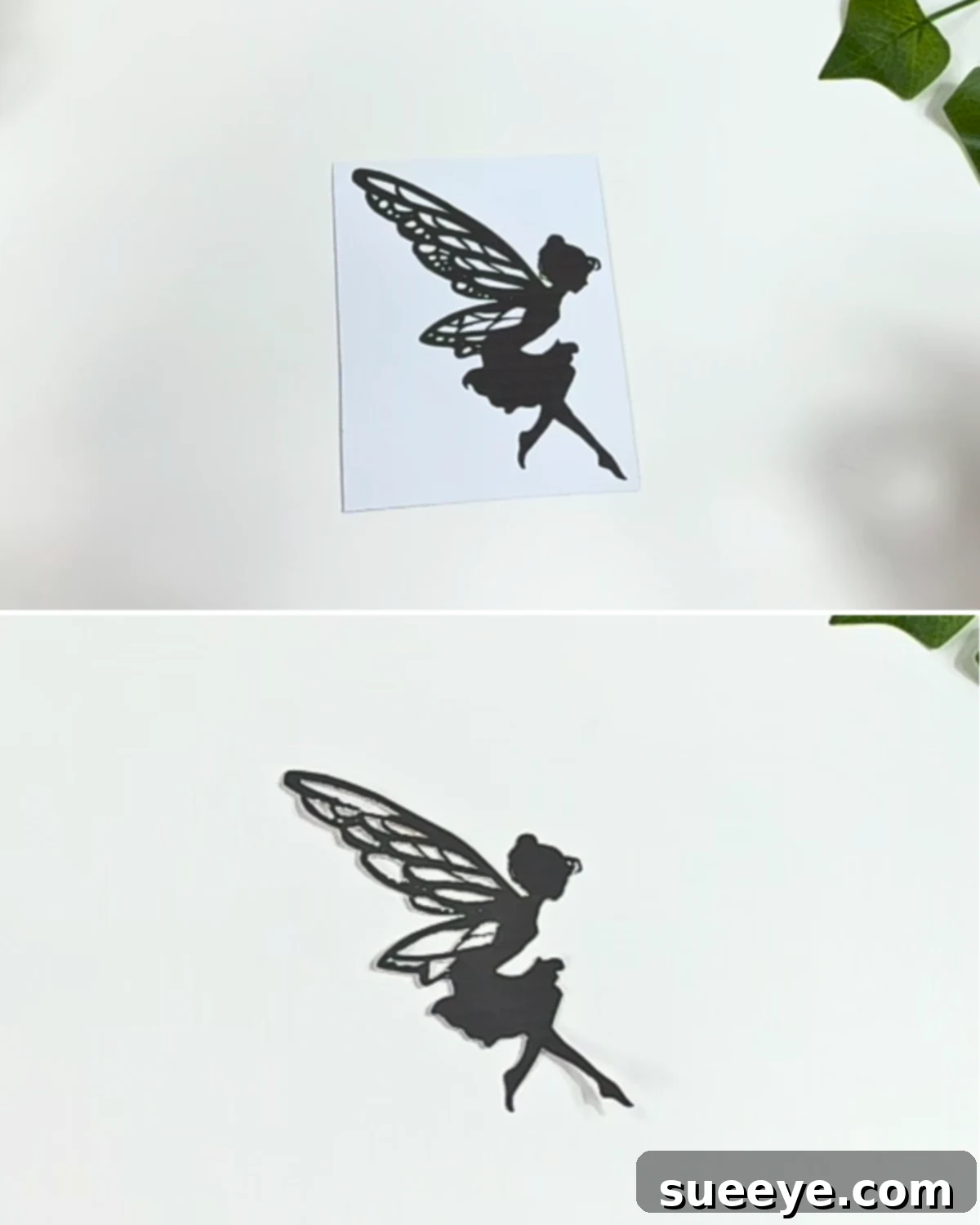 Magical DIY Fairy Lantern 2 How to Make Fairy Jar Lamp - Illustrates the step of selecting and cutting out a fairy silhouette.