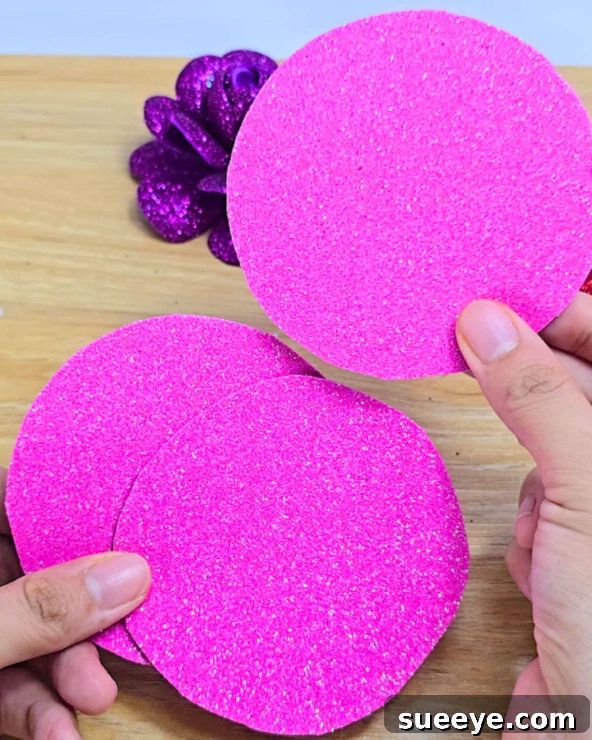 Glitter Foam Flower Craft 3 Easy Glitter Foam Flowers Step 2 Cutting Circles