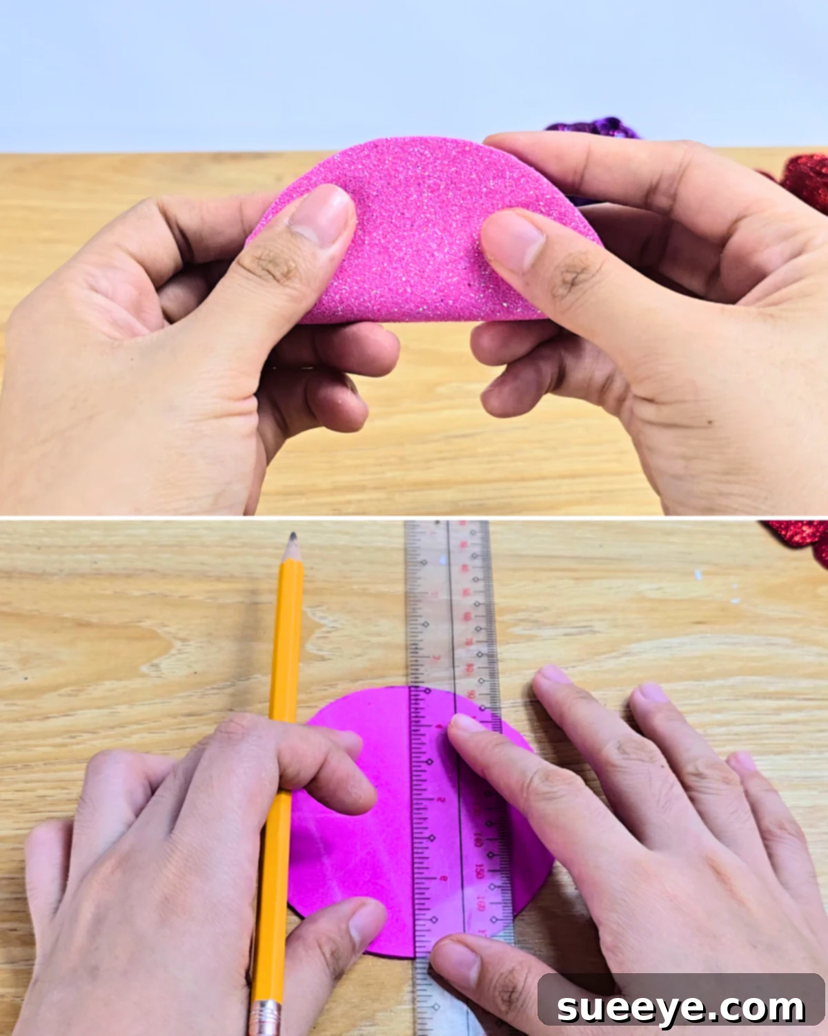 Glitter Foam Flower Craft 4 Step-by-Step Glitter Foam Flowers Step 3 Drawing Petal Lines