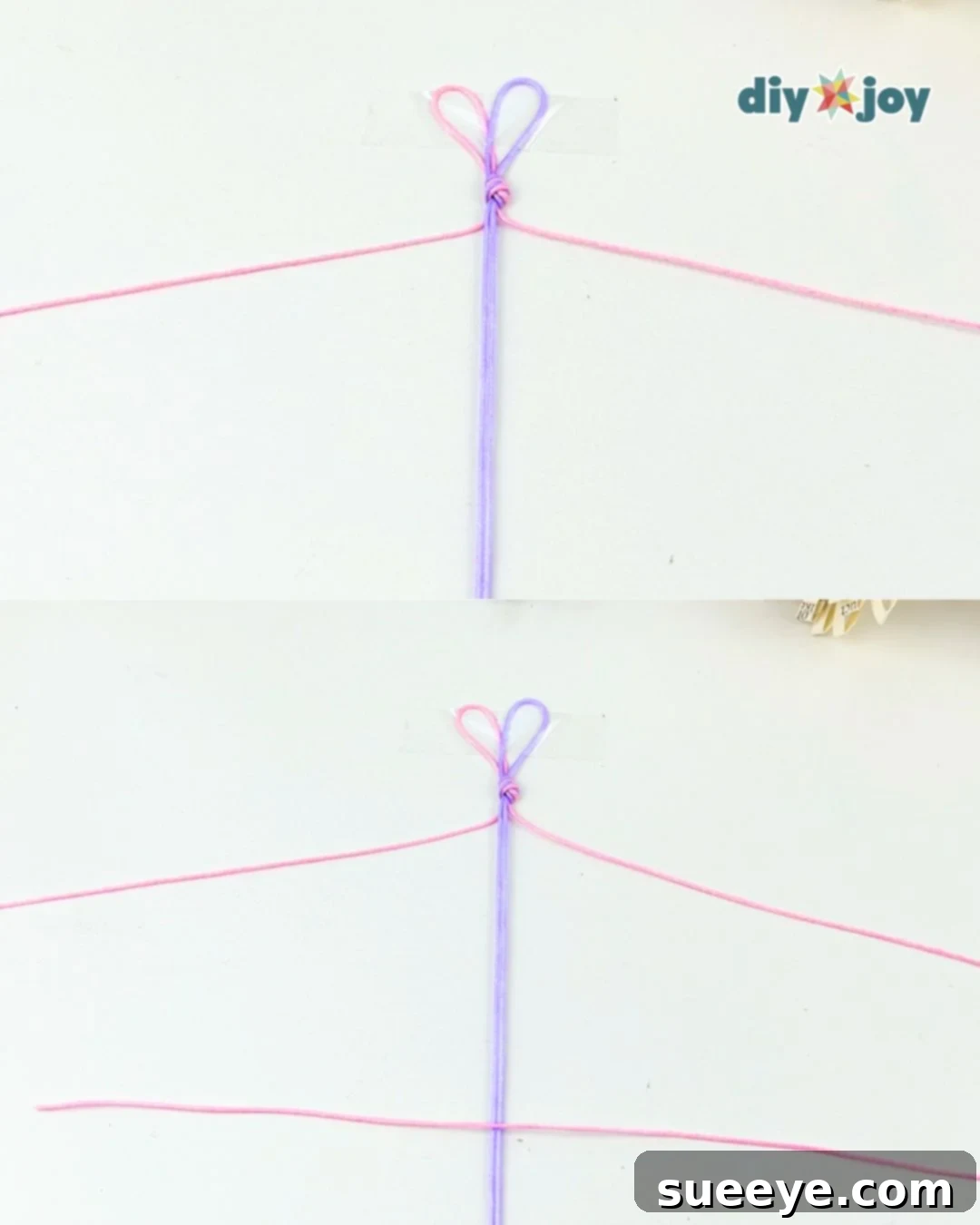 DIY bracelet macrame square knot step 1