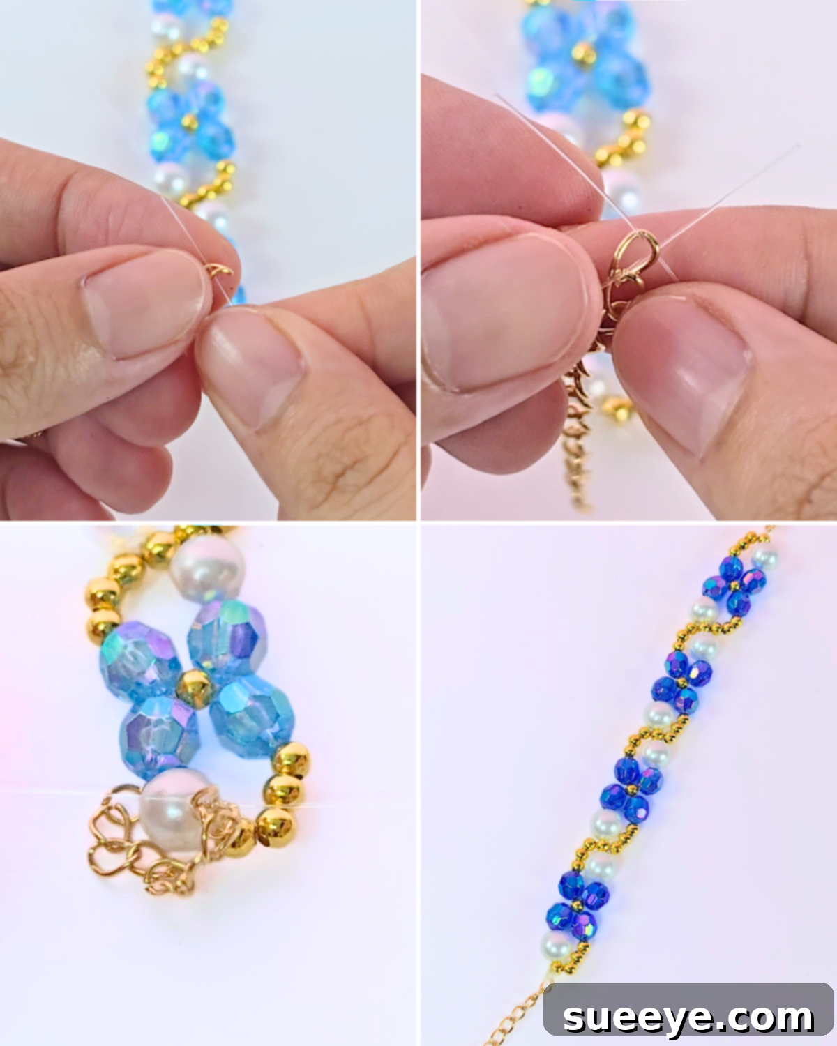 Bloom Bracelet Bliss for Beginners 5 Step-by-Step Beaded Flower Bracelet - Step 4: Secure End