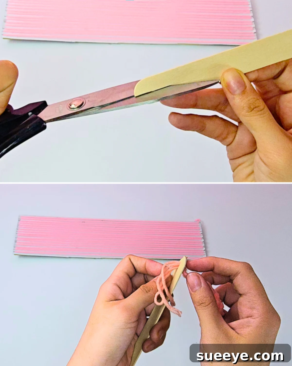 Prepare popsicle stick as weaving tool