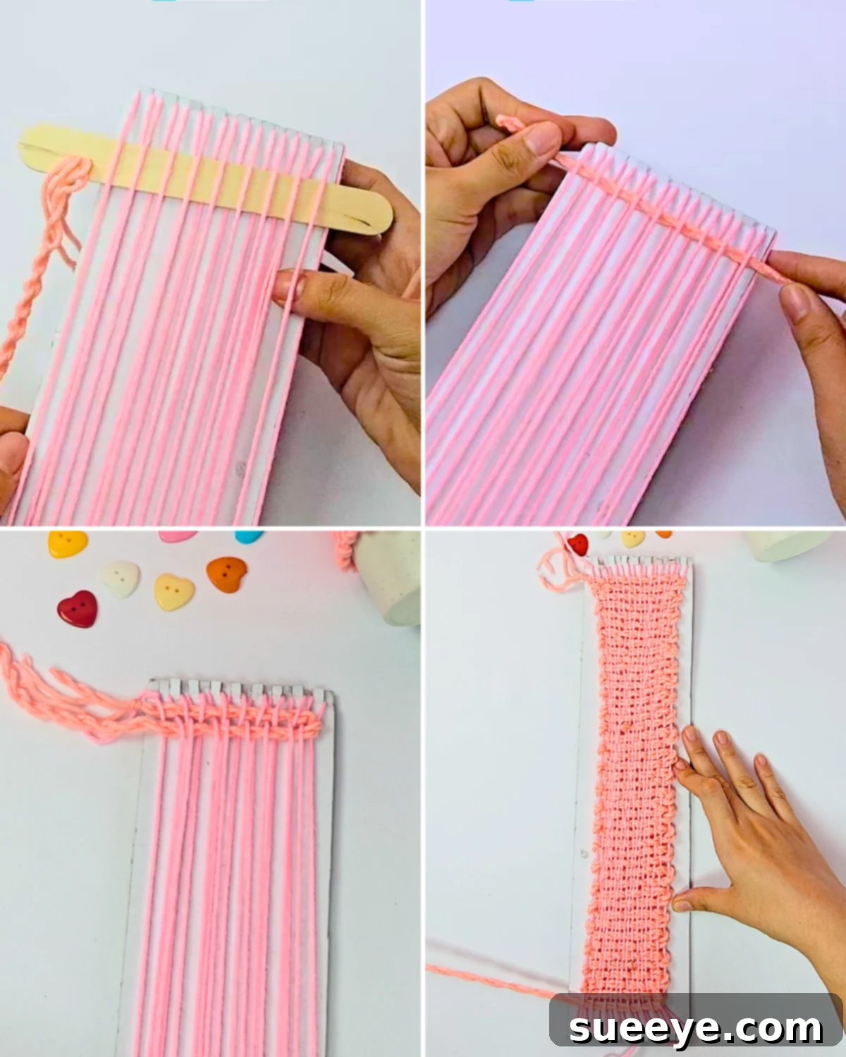 How to weave yarn for mug cozy