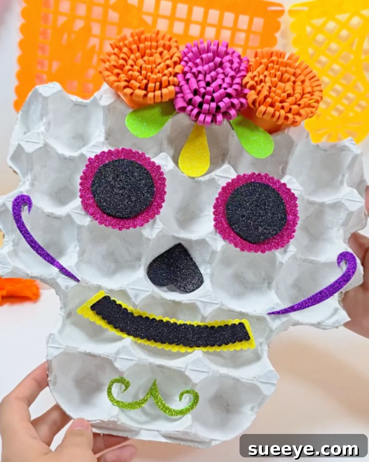 Crafty Calaveras from Egg Cartons 8 How to Make Egg Tray Sugar Skull