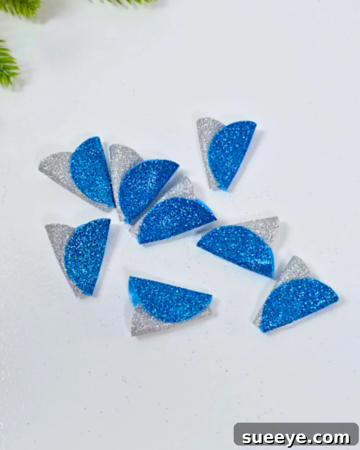 Craft Dazzling Glitter Foam Christmas Ornaments 5 Easy Glitter Foam Ornament: Assembling multiple blue and silver foam petals