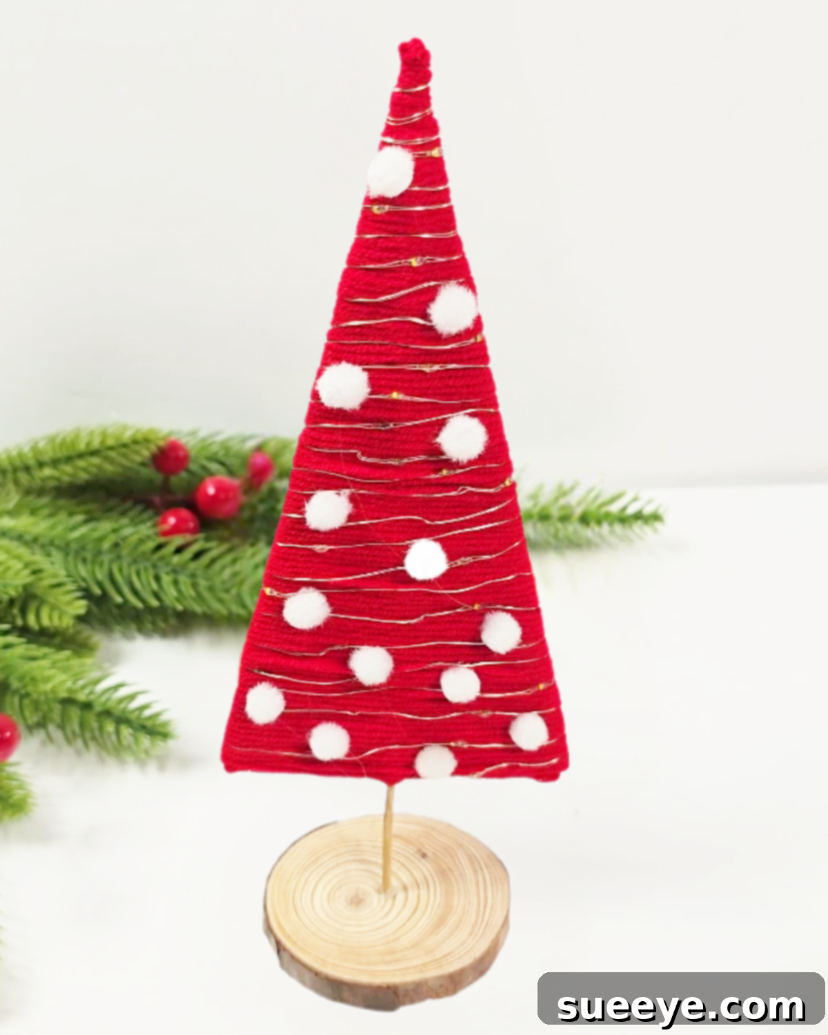 Whip Up a Charming Yarn Christmas Tree in Just 10 Minutes 5 Decorating DIY Yarn Christmas Tree with Lights
