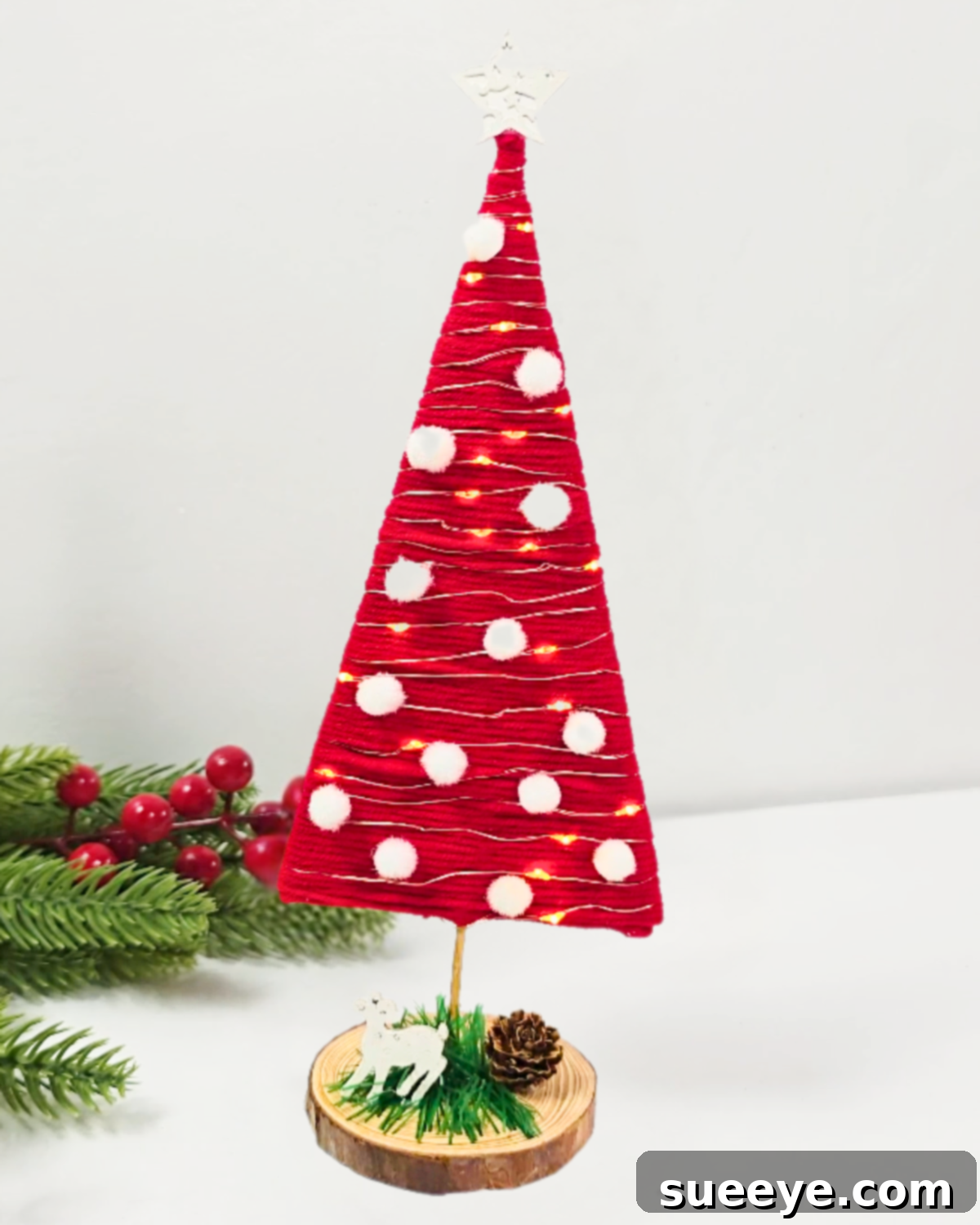Whip Up a Charming Yarn Christmas Tree in Just 10 Minutes 6 Adding Final Touches to Yarn Christmas Tree