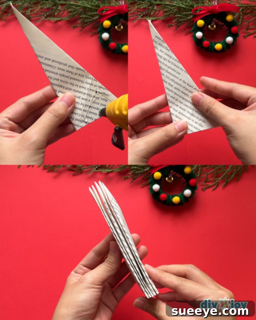 DIY Christmas ornaments step 7: gluing segments together