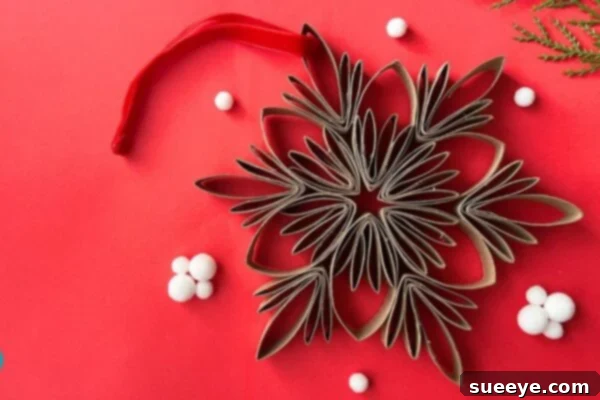 DIY Snowflake Ornament with Empty Toilet Paper Rolls