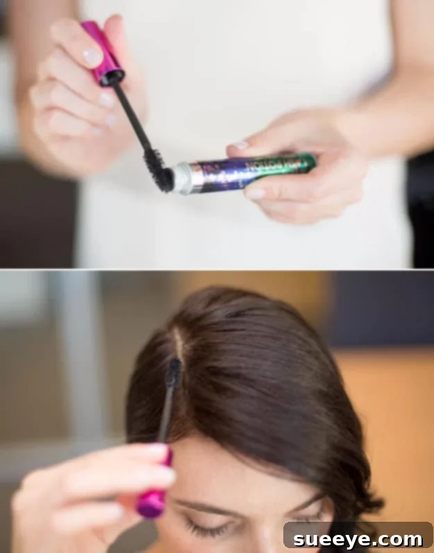 DIY Beauty Hack: Apply Mascara On Your Roots To Conceal Regrowth Or Grays for a quick hair touch-up