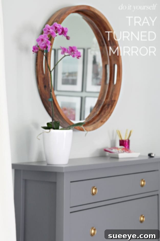 DIY Tray Turned Mirror - Upcycled Home Decor Repurposed serving tray transformed into a stylish wall mirror