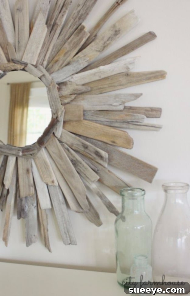 DIY Driftwood Mirror - Nature Inspired Thrifty DIY driftwood mirror, a unique organic home decor piece