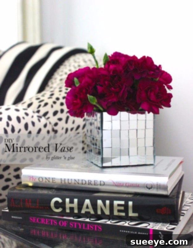 DIY Mirrored Vase - Glamorous Accent DIY mirrored vase creating a glamorous and reflective centerpiece