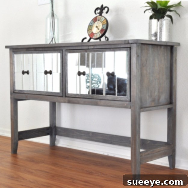 DIY Mirrored Console Table - Chic Glamour DIY mirrored console table for glamorous and reflective entryway decor