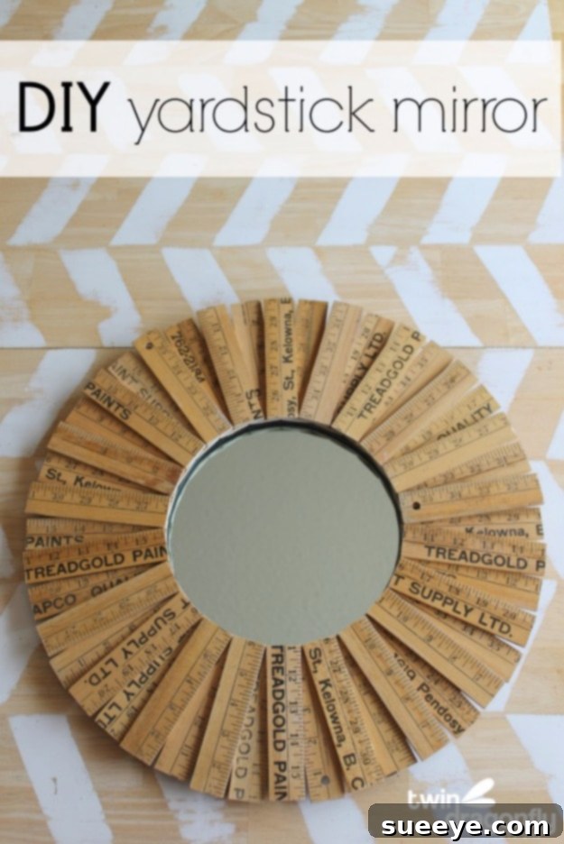 DIY Yardstick Mirror - Upcycled & Playful DIY yardstick mirror, a unique upcycled frame with vintage charm