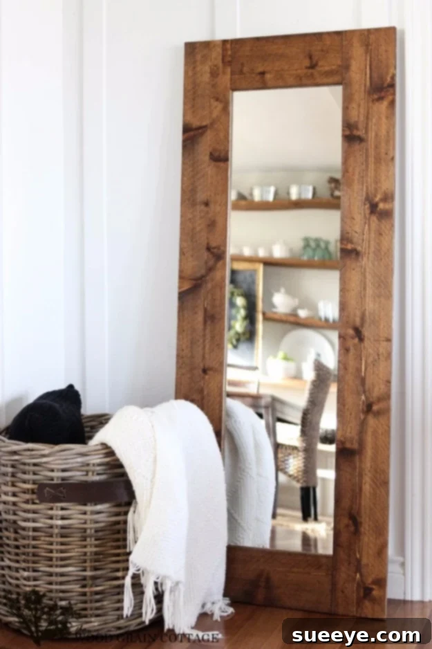 DIY Wood Framed Mirror - Custom Home Decor Handcrafted DIY wood-framed mirror for rustic or modern decor