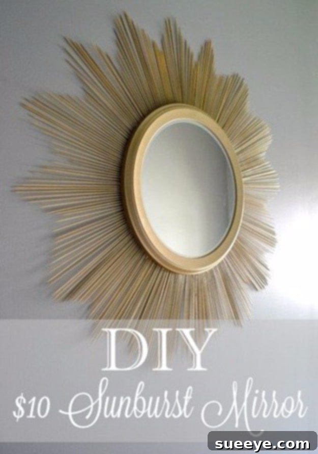 $10 DIY Sunburst Mirror - Affordable Elegance Budget-friendly $10 DIY sunburst mirror for stylish wall decor