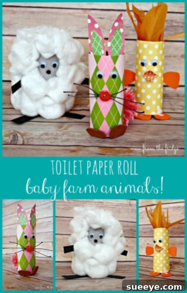 Toilet Paper Roll Farm Animals: Fun with Recycled Materials DIY Toilet Paper Roll Baby Farm Animals - Recycled Craft for Kids - Cute Animal Figures