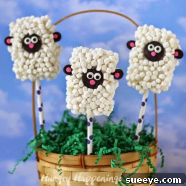 Rice Krispies Lamb Pops: A Deliciously Cute Treat Edible Rice Krispies Treat Lamb Pops - Fun Baking Craft for Kids - Dessert Idea