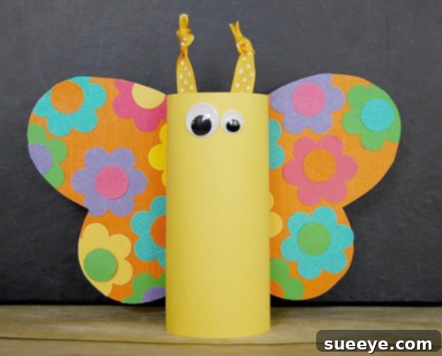 Toilet Paper Tube Butterflies: Eco-Friendly & Creative DIY Toilet Paper Tube Butterflies - Recycled Craft Project for Kids - Decorative Insect Art