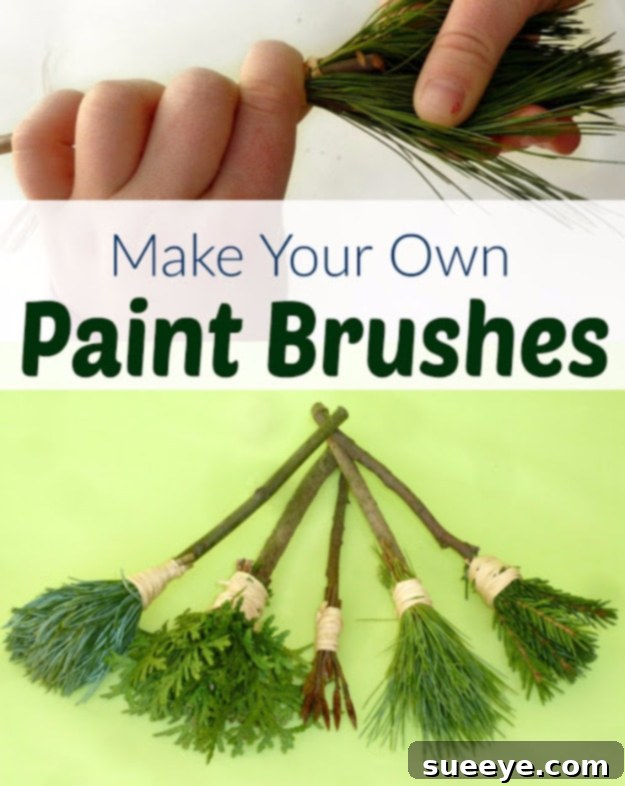 Nature Paint Brushes: Creative Outdoor Art DIY Nature Paint Brushes for Kids - Outdoor Art Activity - Natural Materials Craft