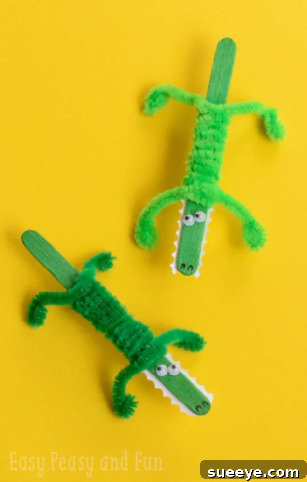Craft Stick Crocodile: A Fun & Easy Puppet Project Easy Craft Stick Crocodile Craft for Kids - Simple Animal Project - Fine Motor Fun