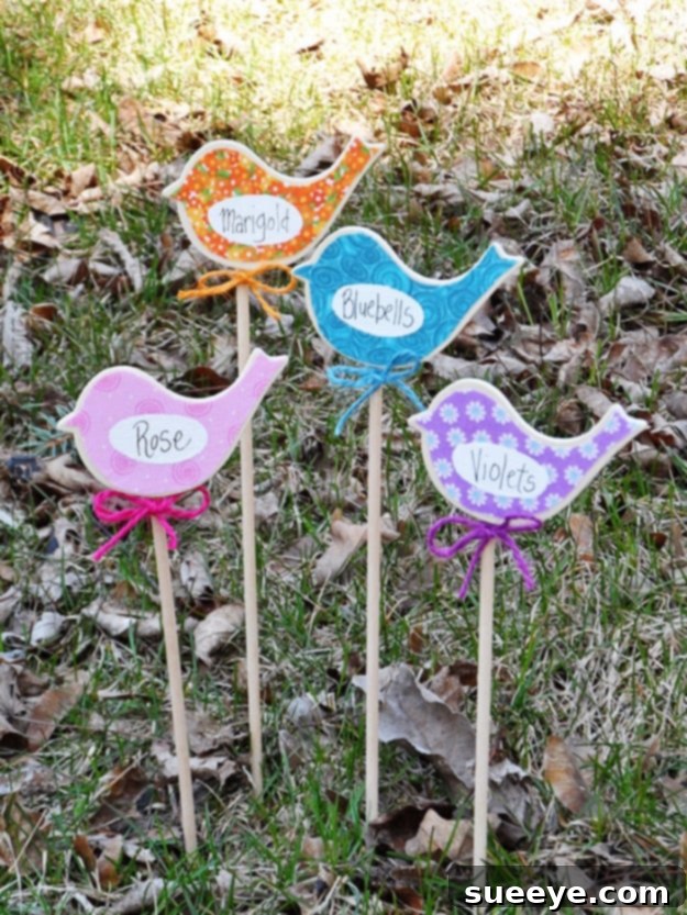 Birdy Flower Markers: Whimsical Garden Fun for Kids DIY Birdy Flower Garden Markers - Creative Craft for Kids - Garden Decor Idea