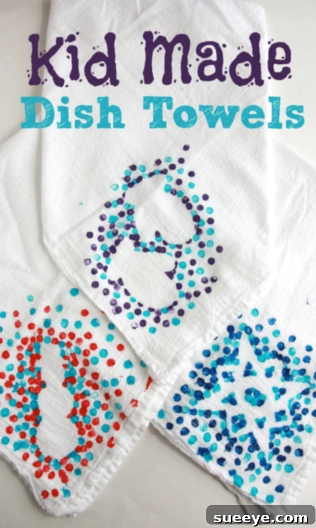 Kid-Made Dish Towels: A Practical & Heartfelt Craft Kid Made Dish Towels - Easy Fabric Craft for Children - Practical Handmade Gift Idea