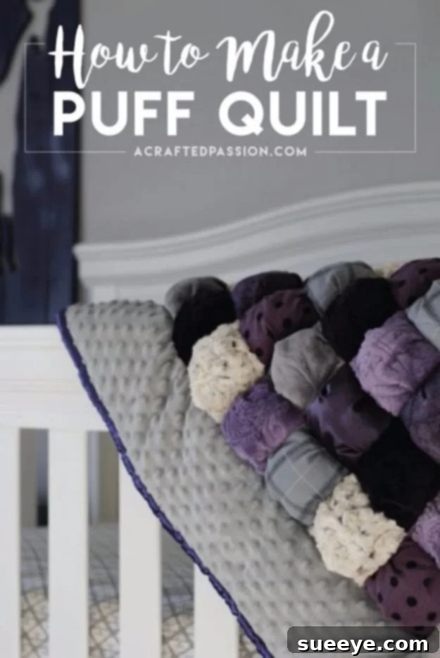 Puff Quilt - Cuddly DIY Quilted Blanket Soft and Textured Puff Quilt - Unique Cozy Baby or Lap Blanket Gift