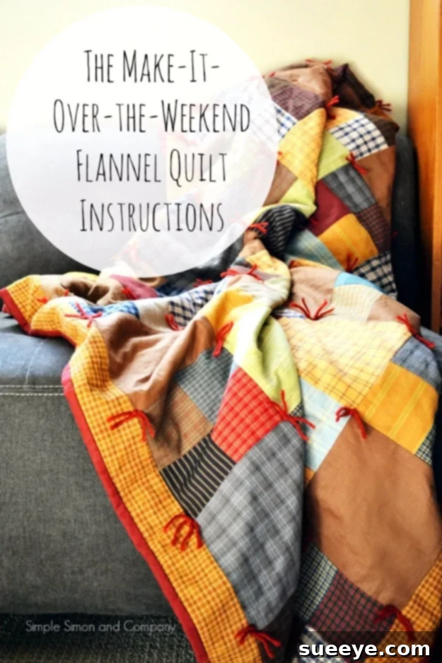 Weekend Flannel Squares Quilt - Simple Beginner Project Cozy Weekend Flannel Squares Quilt - Quick and Warm DIY Blanket Gift