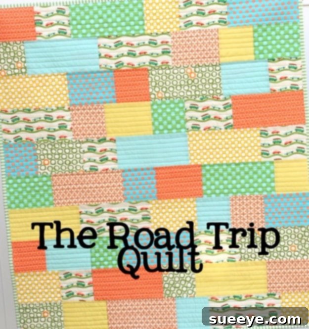 Road Trip Quilt - Adventure Themed Quilt Pattern Themed Road Trip Quilt - Fun and Cozy Travel Blanket Gift