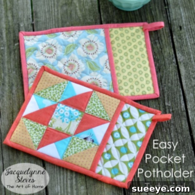Easy Pocket Potholder - Beginner Quilting Project Practical Quilted Pocket Potholder - Quick and Easy Kitchen Gift Idea