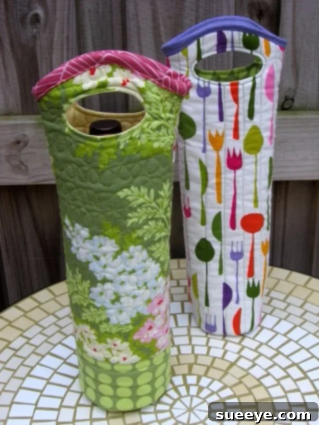 Quilted Wine Tote - Stylish DIY Gift Idea Elegant Quilted Wine Tote Bag - Perfect Hostess or Beverage Gift Carrier