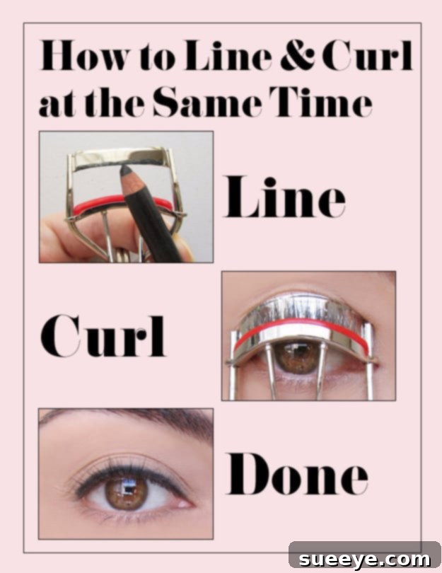 Simultaneous Lash Lining and Curling Efficient Lash Lining and Curling Hack