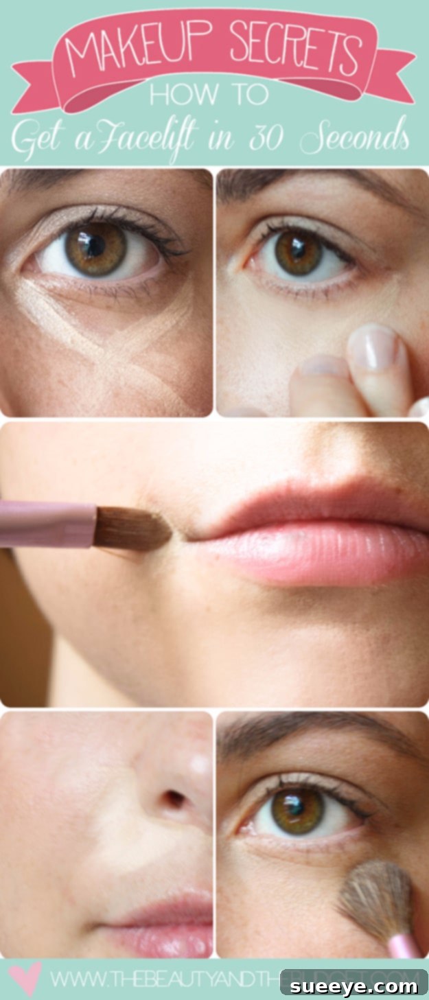 Quick Facelift with Makeup Instant Facelift Makeup Trick