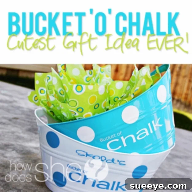 Bucket O' Chalk Neighbor Gift Fun 'Bucket O' Chalk' gift, a creative and engaging outdoor activity present for neighbors with kids or anyone young at heart.