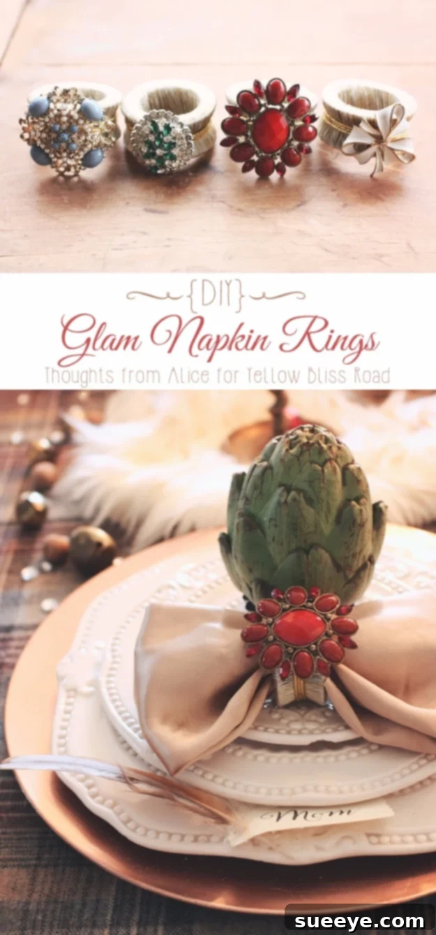 DIY Glam Napkin Rings Gift Elegant DIY Glam Napkin Rings, a stylish handmade gift perfect for elevating dinner parties and impressing friends and hostesses.