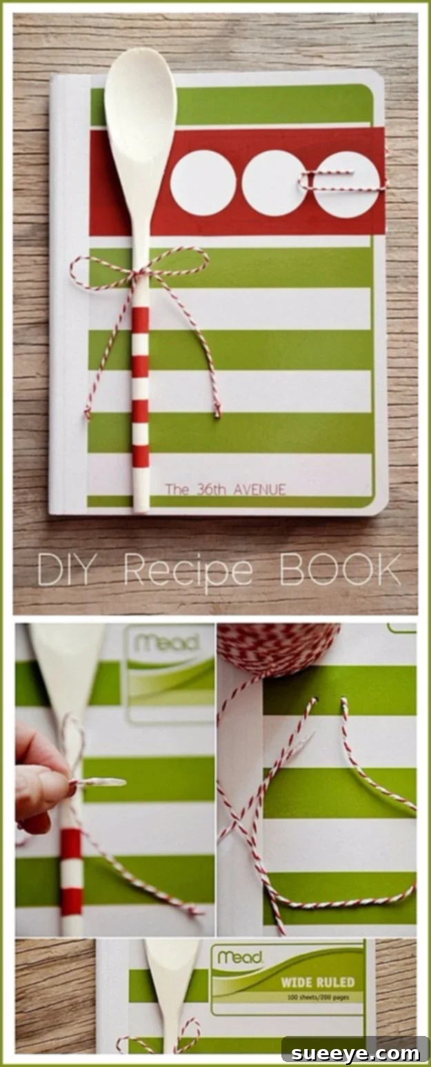 DIY Personalized Recipe Book Personalized DIY Recipe Book, a thoughtful handmade gift for friends who love cooking, filled with favorite recipes and family traditions.